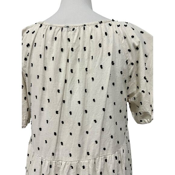 Madewell Lorelei Linen Blend Mini Dress Tiered Cream Cotton Clip Dot size M - Picture 9 of 14
